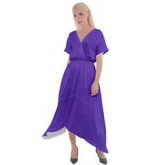 Ultra Violet Purple Cross Front Sharkbite Hem Maxi Dress by bruzer