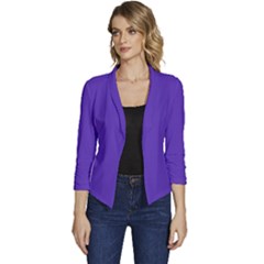 Ultra Violet Purple Women s Casual 3/4 Sleeve Spring Jacket by bruzer