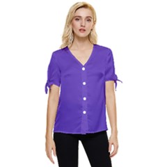 Ultra Violet Purple Bow Sleeve Button Up Top by Patternsandcolors
