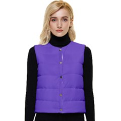 Ultra Violet Purple Women s Button Up Puffer Vest by Patternsandcolors