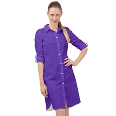 Ultra Violet Purple Long Sleeve Mini Shirt Dress by Patternsandcolors