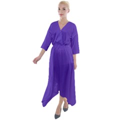 Ultra Violet Purple Quarter Sleeve Wrap Front Maxi Dress by Patternsandcolors