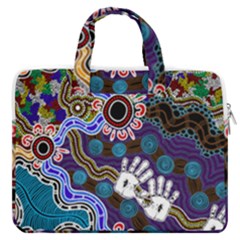 Authentic Aboriginal Art - Discovering Your Dreams Macbook Pro 13  Double Pocket Laptop Bag by hogartharts
