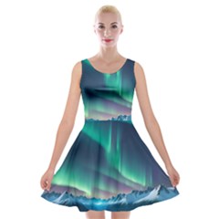 Triangle Pattern Design Cute Velvet Skater Dress