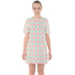 Spirals Geometric Pattern Design Sixties Short Sleeve Mini Dress by Ndabl3x