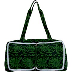 Green Floral Pattern Floral Greek Ornaments Multi Function Bag by nateshop
