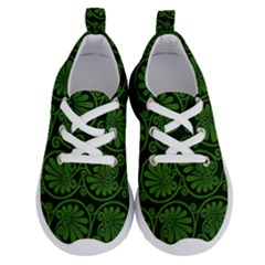 Green Floral Pattern Floral Greek Ornaments Running Shoes by nateshop