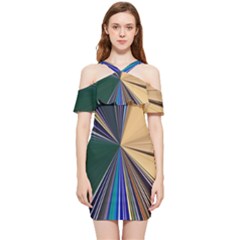 Flower Seamless Pattern Design Shoulder Frill Bodycon Summer Dress by Cemarart