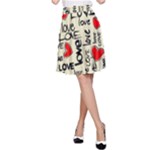 Love Abstract Background Love Textures A-Line Skirt
