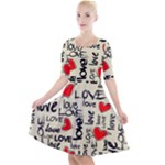Love Abstract Background Love Textures Quarter Sleeve A-Line Dress