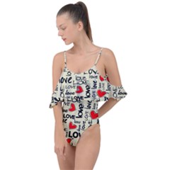 Love Abstract Background Love Textures Drape Piece Swimsuit by nateshop