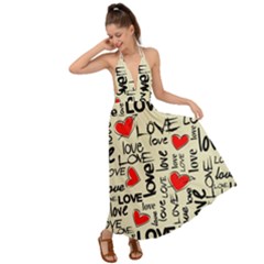 Love Abstract Background Love Textures Backless Maxi Beach Dress by nateshop