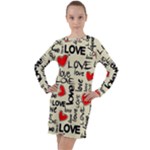 Love Abstract Background Love Textures Long Sleeve Hoodie Dress