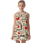 Love Abstract Background Love Textures Kids  Pilgrim Collar Ruffle Hem Dress