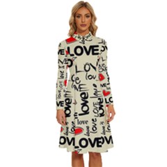 Love Abstract Background Love Textures Long Sleeve Shirt Collar A-line Dress by nateshop
