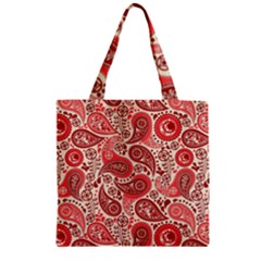 Paisley Red Ornament Texture Zipper Grocery Tote Bag by nateshop