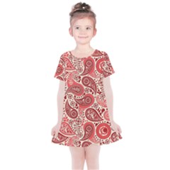 Paisley Red Ornament Texture Kids  Simple Cotton Dress by nateshop