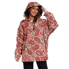 Paisley Red Ornament Texture Women s Ski And Snowboard Jacket by nateshop