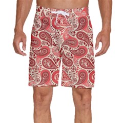 Paisley Red Ornament Texture Men s Beach Shorts