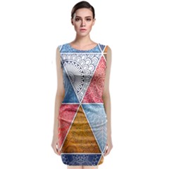 Texture With Triangles Sleeveless Velvet Midi Dress by nateshop