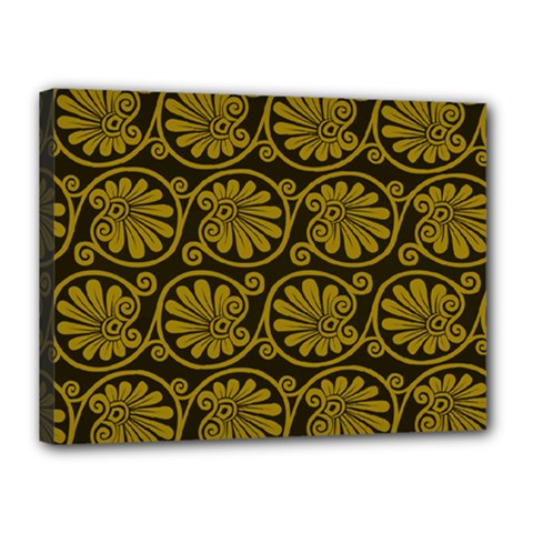 Yellow Floral Pattern Floral Greek Ornaments Canvas 16  X 12  (stretched) by nateshop