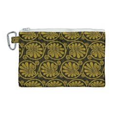 Yellow Floral Pattern Floral Greek Ornaments Canvas Cosmetic Bag (large) by nateshop