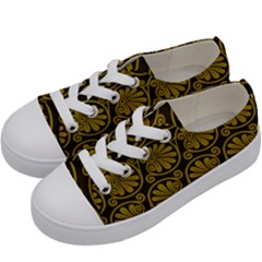 Yellow Floral Pattern Floral Greek Ornaments Kids  Low Top Canvas Sneakers by nateshop