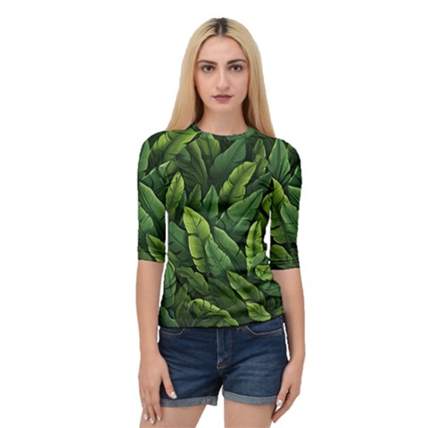 Green Leaves Quarter Sleeve Raglan T-shirt by goljakoff