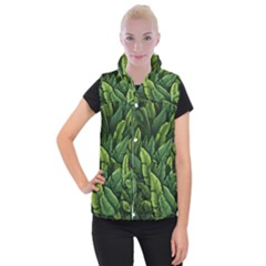 Green Leaves Women s Button Up Vest by goljakoff