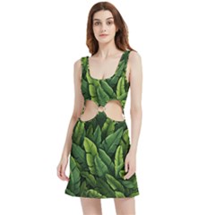 Green Leaves Velour Cutout Dress by goljakoff