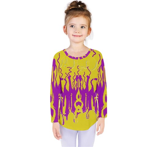 Yellow And Purple In Harmony Kids  Long Sleeve T-shirt by pepitasart