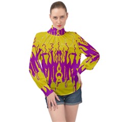 Yellow And Purple In Harmony High Neck Long Sleeve Chiffon Top by pepitasart