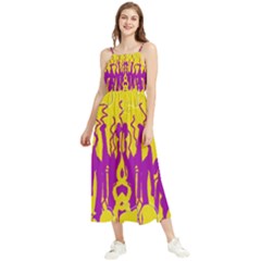 Yellow And Purple In Harmony Boho Sleeveless Summer Dress