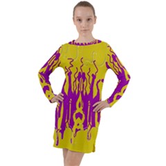 Yellow And Purple In Harmony Long Sleeve Hoodie Dress