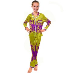 Yellow And Purple In Harmony Kids  Satin Long Sleeve Pajamas Set by pepitasart