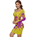 Yellow And Purple In Harmony Women Long Sleeve Ruched Stretch Jersey Dress View3