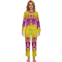 Yellow And Purple In Harmony Womens  Long Sleeve Lightweight Pajamas Set by pepitasart