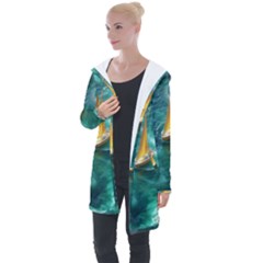 Lion King Of The Jungle Nature Longline Hooded Cardigan by Cemarart