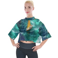 Valley Night Mountains Mock Neck T-shirt by Cemarart