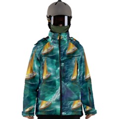 Dolphins Sea Ocean Men s Zip Ski And Snowboard Waterproof Breathable Jacket by Cemarart