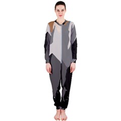 Mountain Wolf Tree Nature Moon Onepiece Jumpsuit (ladies) by Cemarart