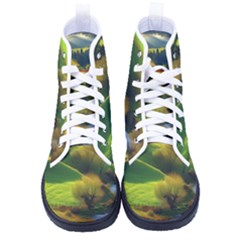 Countryside Landscape Nature Men s High-top Canvas Sneakers by Cemarart