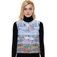 Art Psychedelic Mountain Women s Button Up Puffer Vest by Cemarart