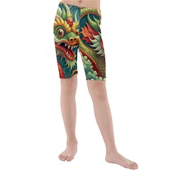 Chinese New Year ¨c Year Of The Dragon Kids  Mid Length Swim Shorts