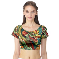 Chinese New Year ¨c Year Of The Dragon Short Sleeve Crop Top