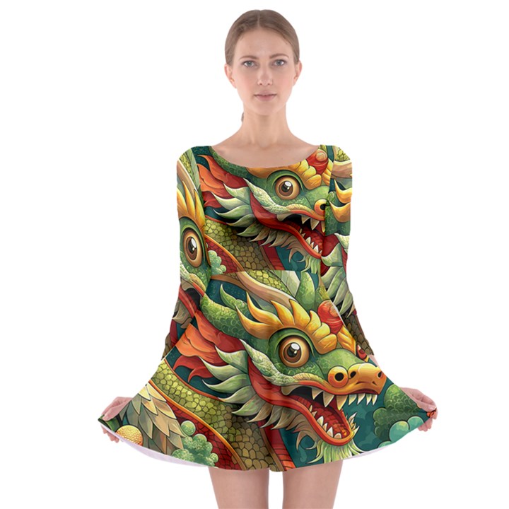 Chinese New Year – Year of the Dragon Long Sleeve Skater Dress