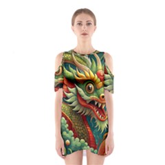 Chinese New Year ¨c Year Of The Dragon Shoulder Cutout One Piece Dress