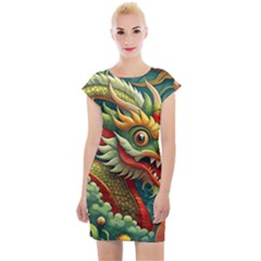 Chinese New Year ¨c Year Of The Dragon Cap Sleeve Bodycon Dress by Valentinaart