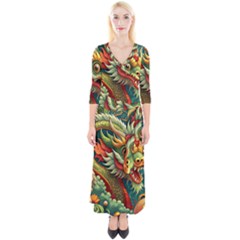 Chinese New Year ¨c Year Of The Dragon Quarter Sleeve Wrap Maxi Dress