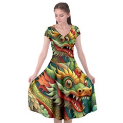 Chinese New Year ¨c Year Of The Dragon Cap Sleeve Wrap Front Dress